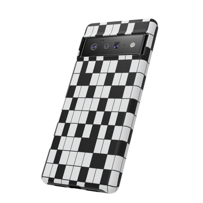 Crossword Grid Phone Case — Black & White Puzzle Pattern Tough Phone Cover