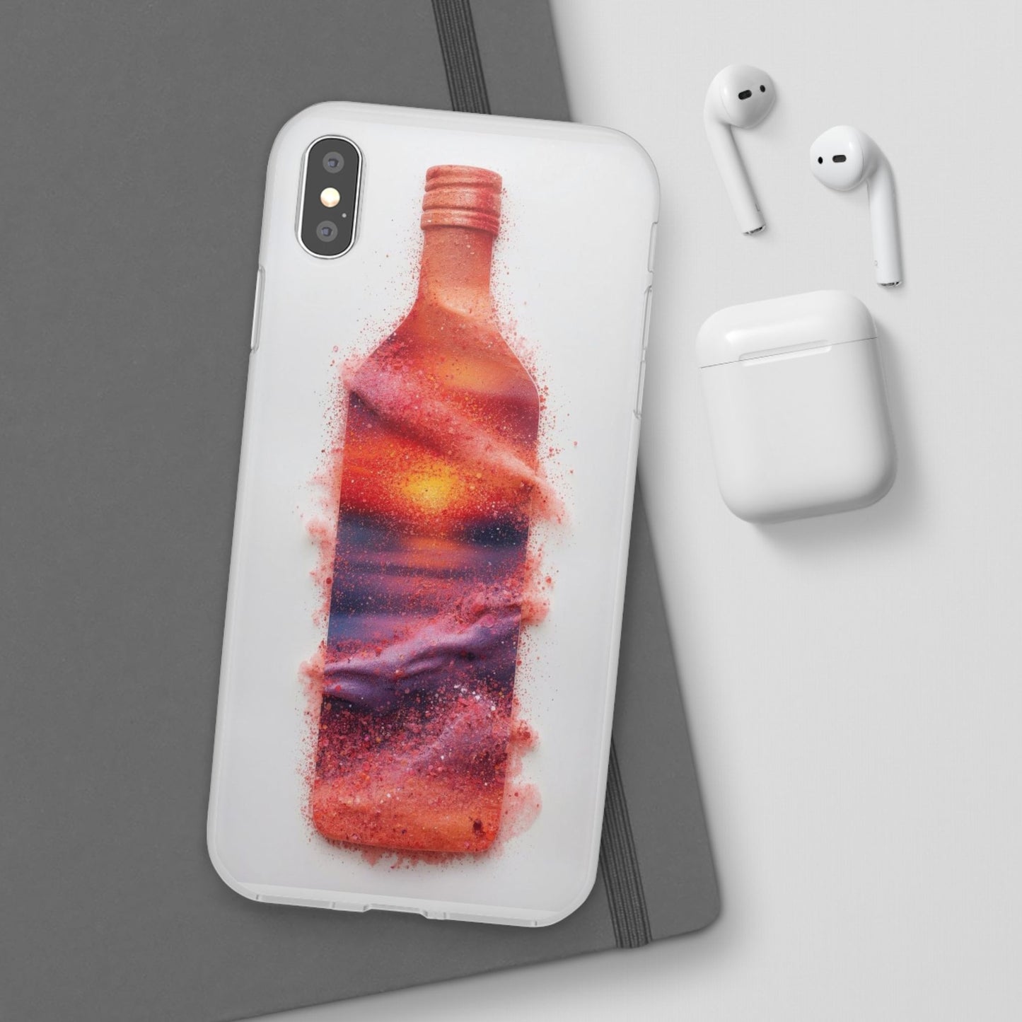 Galaxy Bottle Phone Case — Abstract Cosmic Beverage Design Flexible Case