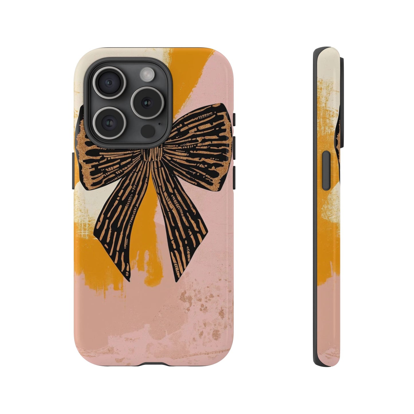 Bow Brushstroke Tough Phone Case — Pink & Mustard