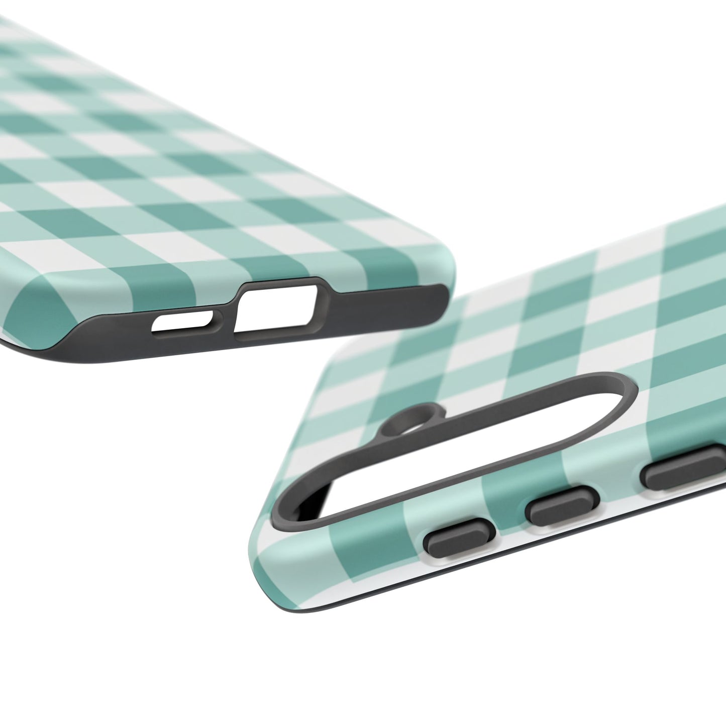 Mint Green Buffalo Check Tough Phone Case — Durable Plaid Protective Cover
