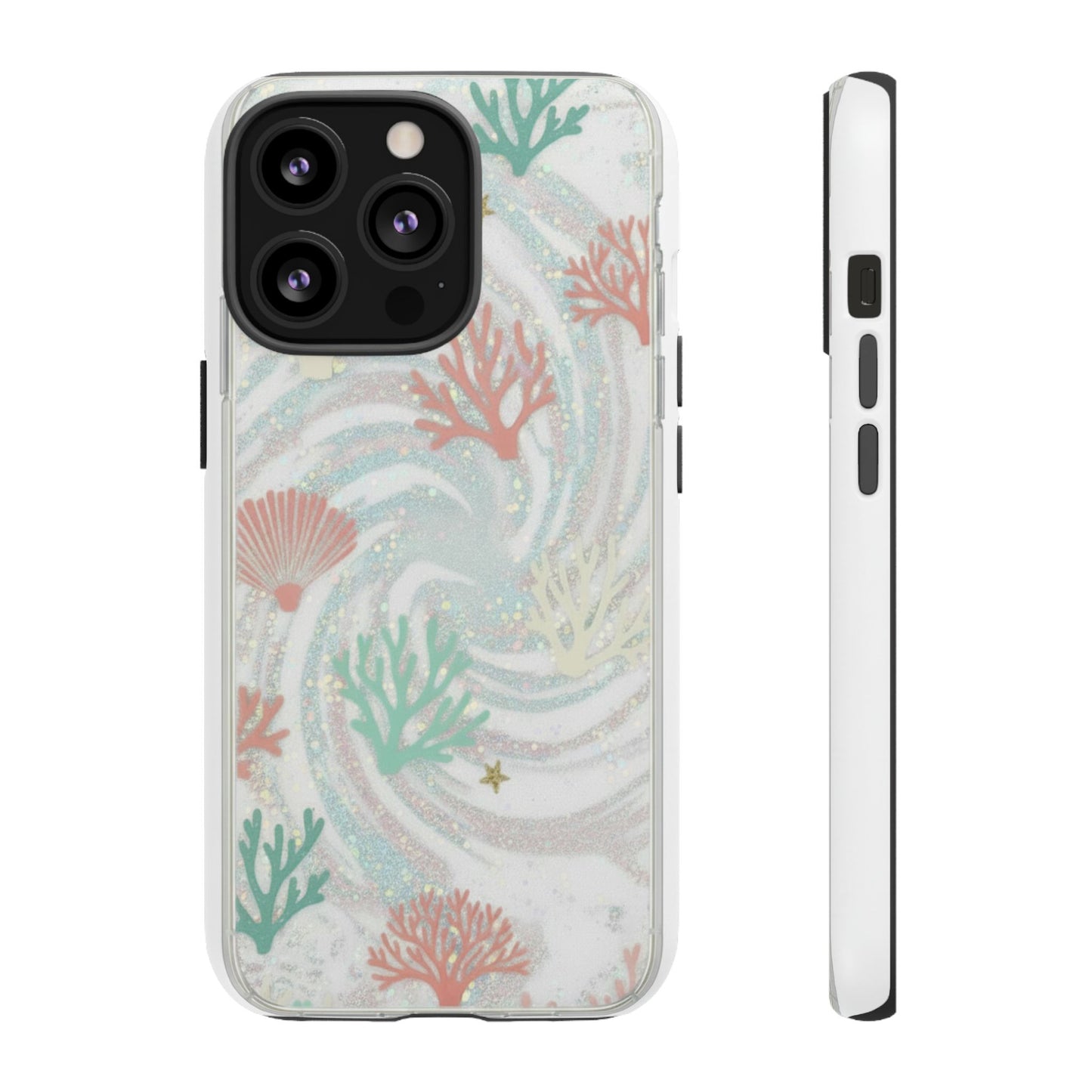 Seafoam Coral Tough Phone Case - Pastel Ocean Wave Design