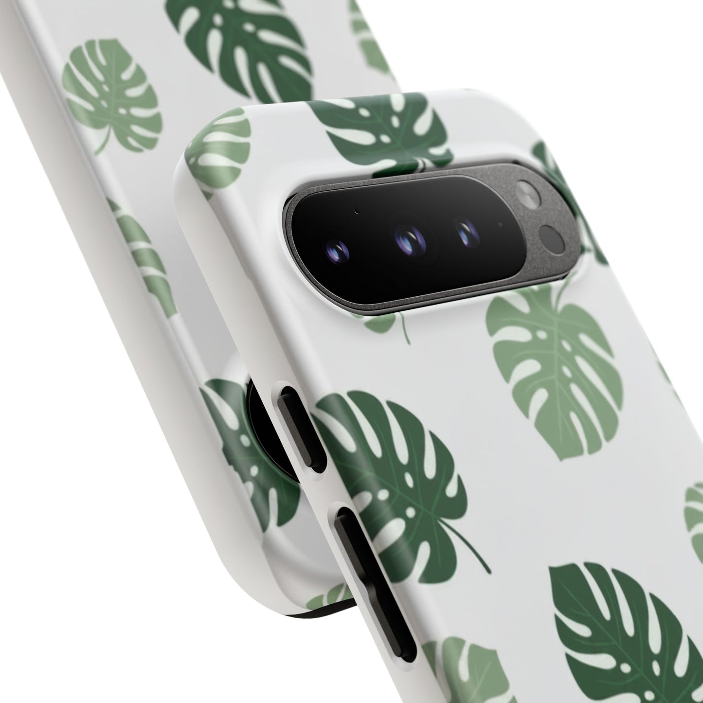 Monstera Leaf Tough Phone Case – Tropical Green Palm Pattern Protective Cover