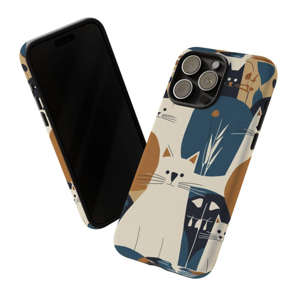 Cat Pattern Phone Case – Retro Abstract Cats Protective iPhone Cover