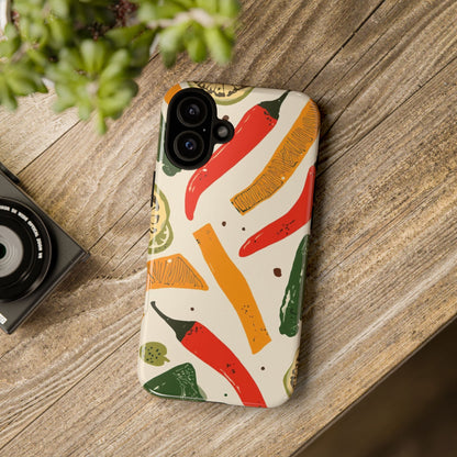 Spicy Peppers Phone Case – Colorful Chili, Lime & Citrus Pattern