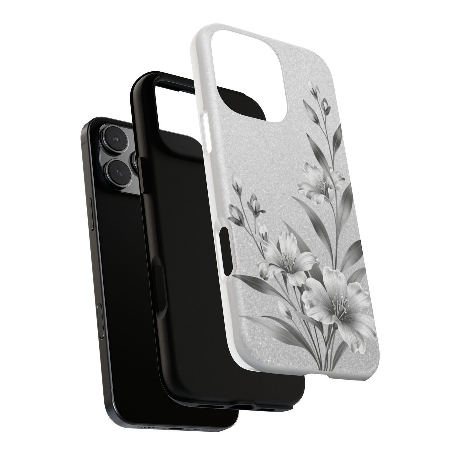 Floral Monochrome Phone Case — Elegant Black & White Lily Design