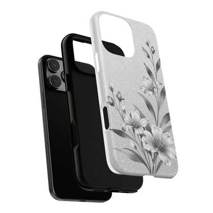 Floral Monochrome Phone Case — Elegant Black & White Lily Design