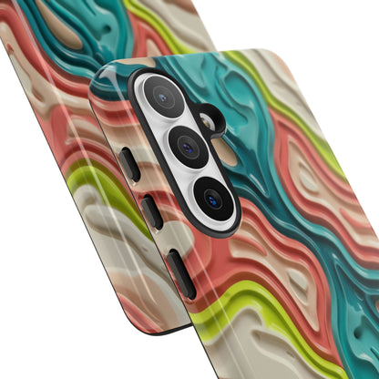 Abstract Contour Phone Case — Colorful Topographic Pattern Tough Case