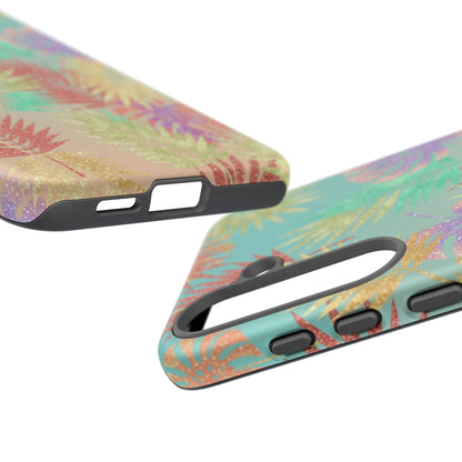 Tropical Palm Leaf Tough Phone Case – Colorful Pastel Botanical Protection