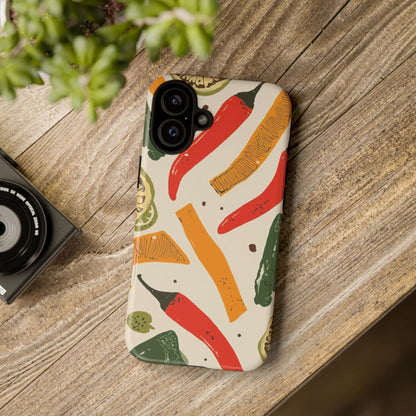Spicy Peppers Phone Case – Colorful Chili, Lime & Citrus Pattern