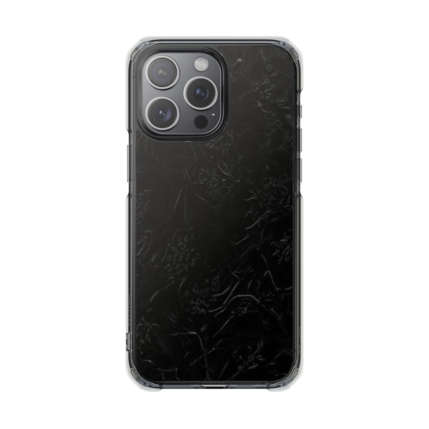 Magnetic Impact Phone Case — Black Floral Design