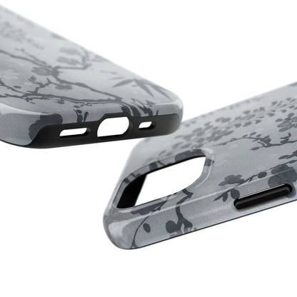 Tough Phone Case — Gray Cherry Blossom Ink Floral Design