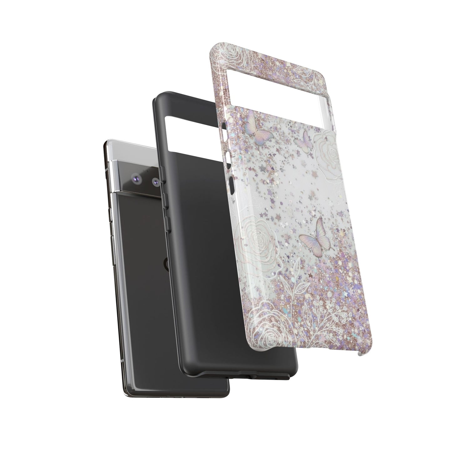 Butterfly Glitter Tough Phone Case — Floral Sparkle Protective Case