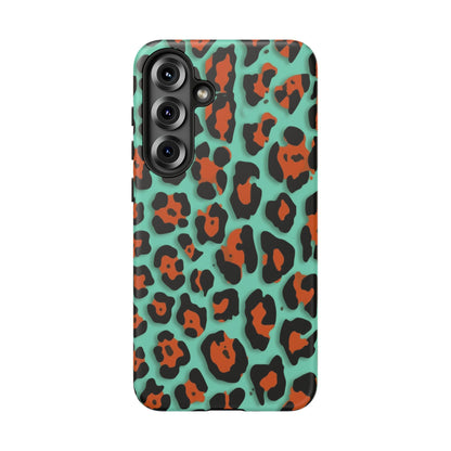 Teal & Rust Leopard Phone Case — Tough Protective Animal Print