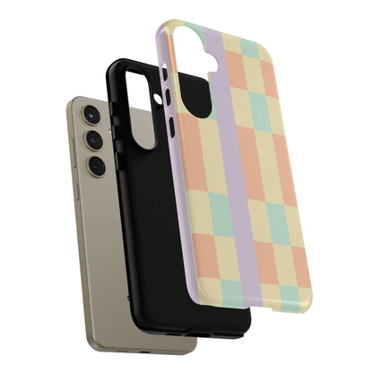 Pastel Checkered Phone Case — Retro Stripe Tough Case