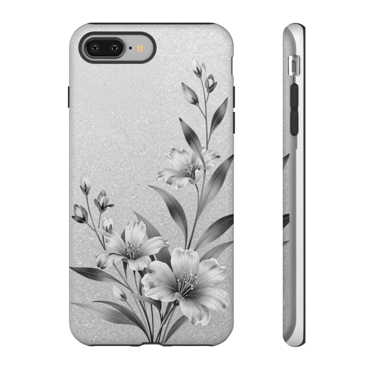 Floral Monochrome Phone Case — Elegant Black & White Lily Design