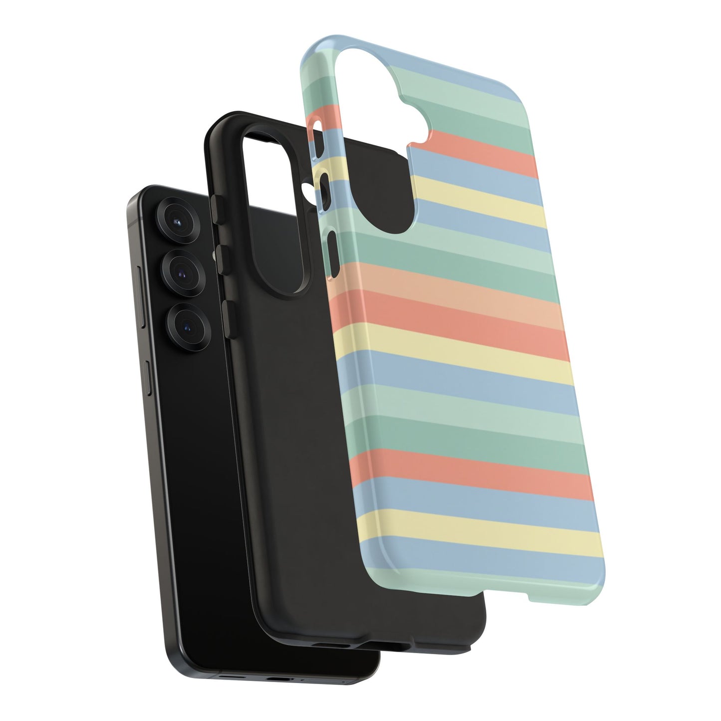 Pastel Striped Phone Case — Retro Horizontal Multi-Color Tough Case