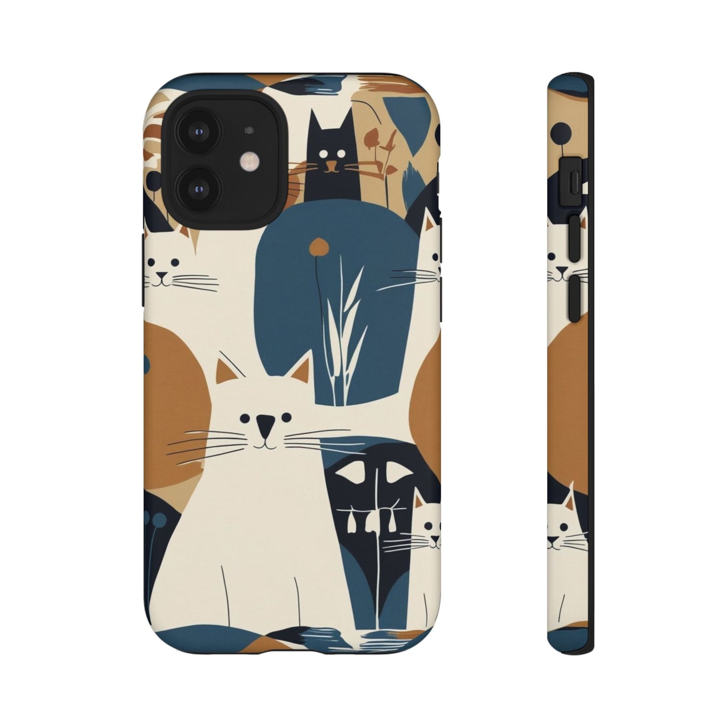Cat Pattern Phone Case – Retro Abstract Cats Protective iPhone Cover