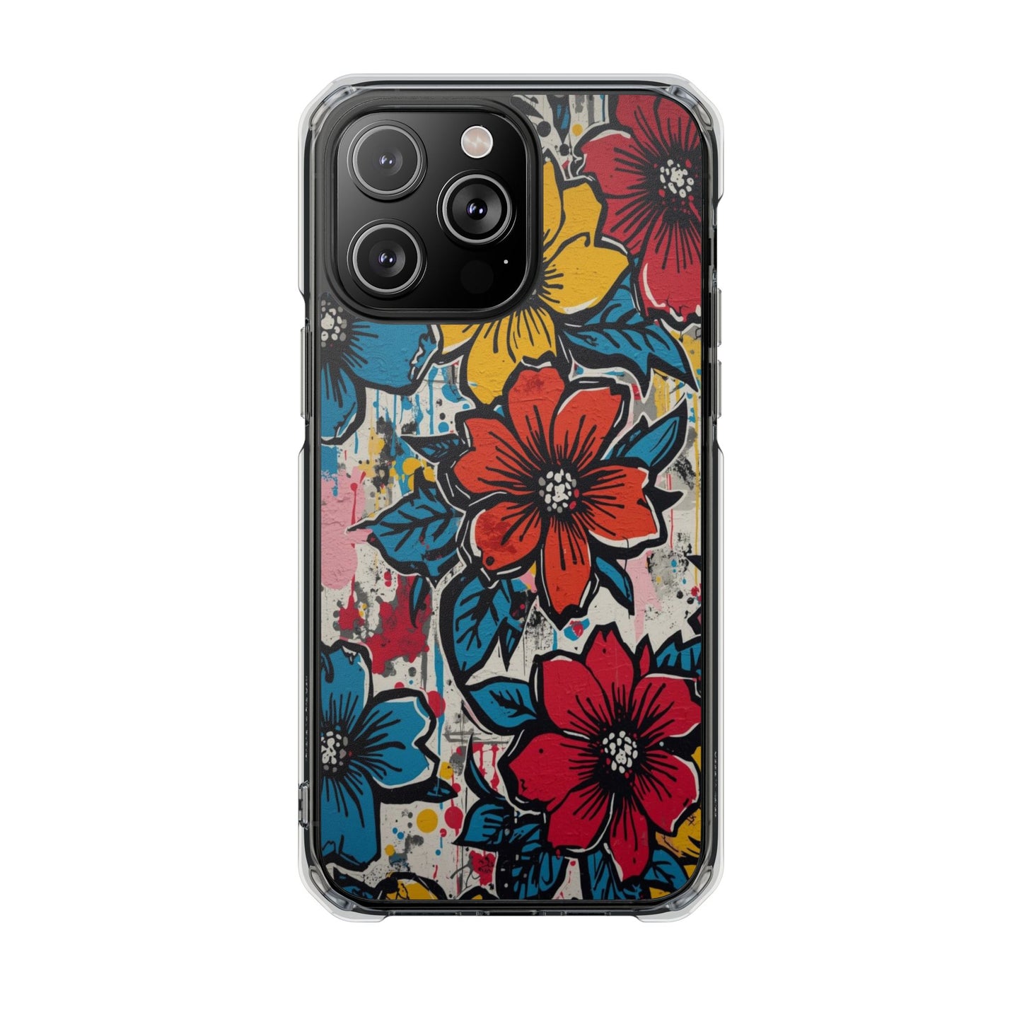 Clear Magnetic Phone Case — Colorful Floral Impact Protection