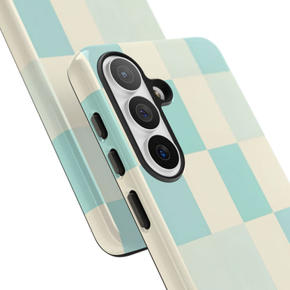 Pastel Checkerboard Tough Case – Mint & Cream Protective Phone Cover