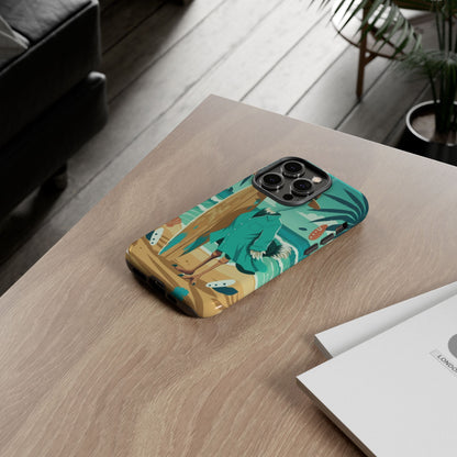 Phone Case — Retro Dressed Seagull Surfing Beach Illustration