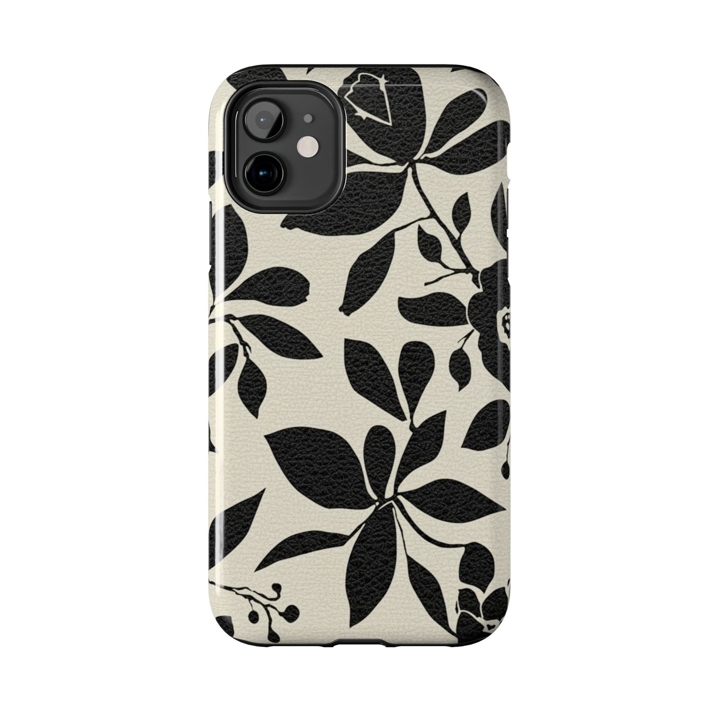 Tough Phone Case — Black Floral Silhouette Protective Cover