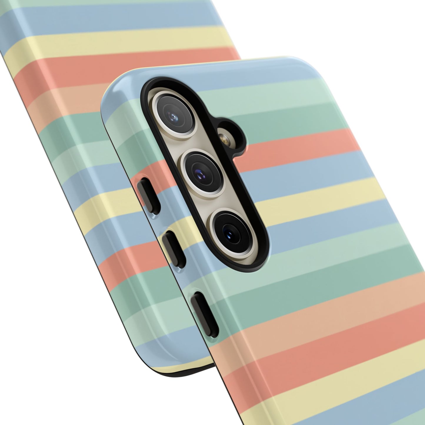 Pastel Striped Phone Case — Retro Horizontal Multi-Color Tough Case