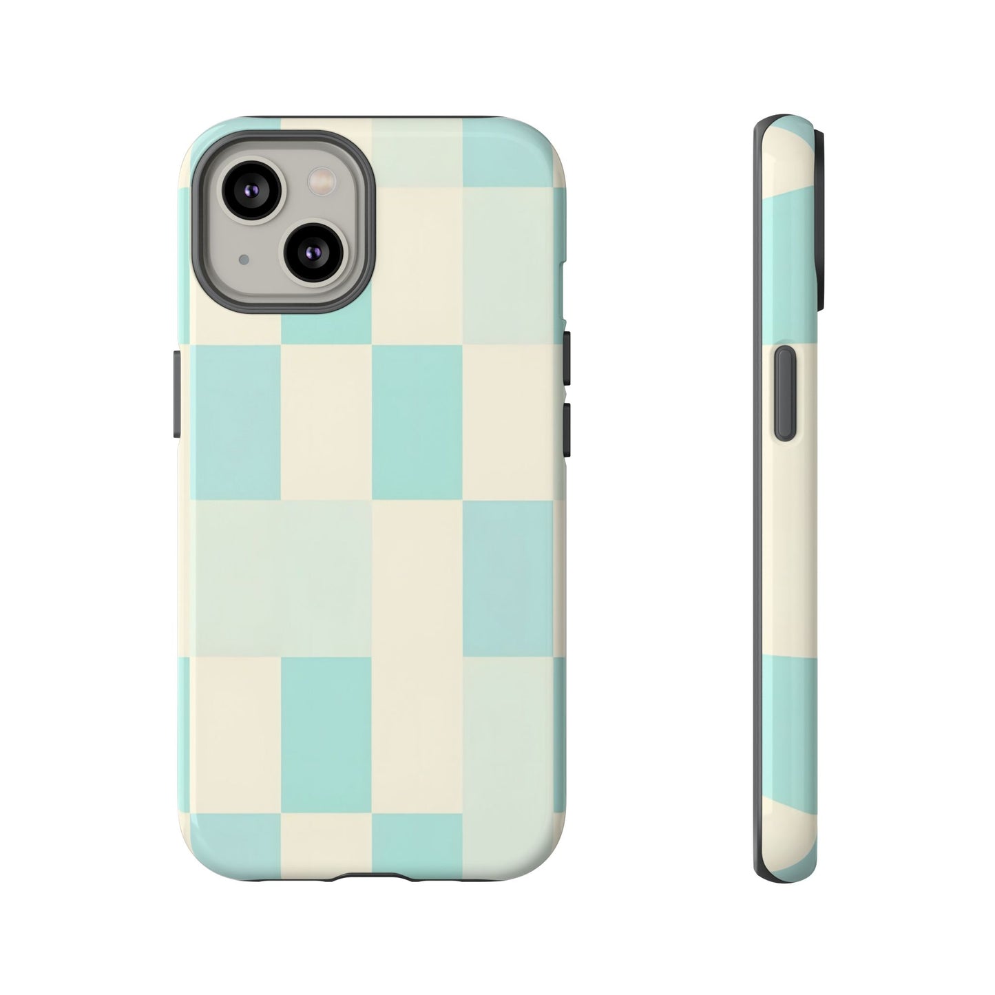 Pastel Checkerboard Tough Case – Mint & Cream Protective Phone Cover