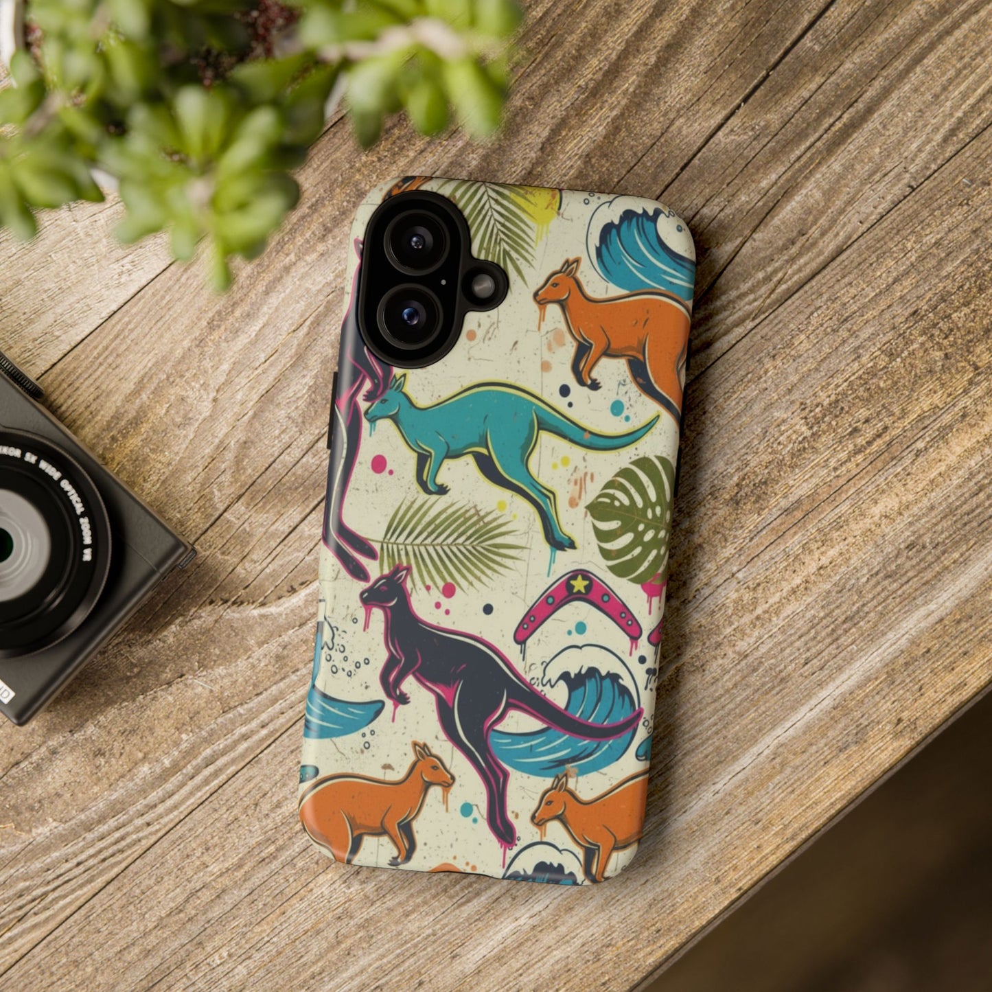 Tough Cases — Colorful Surfing Kangaroo Phone Case