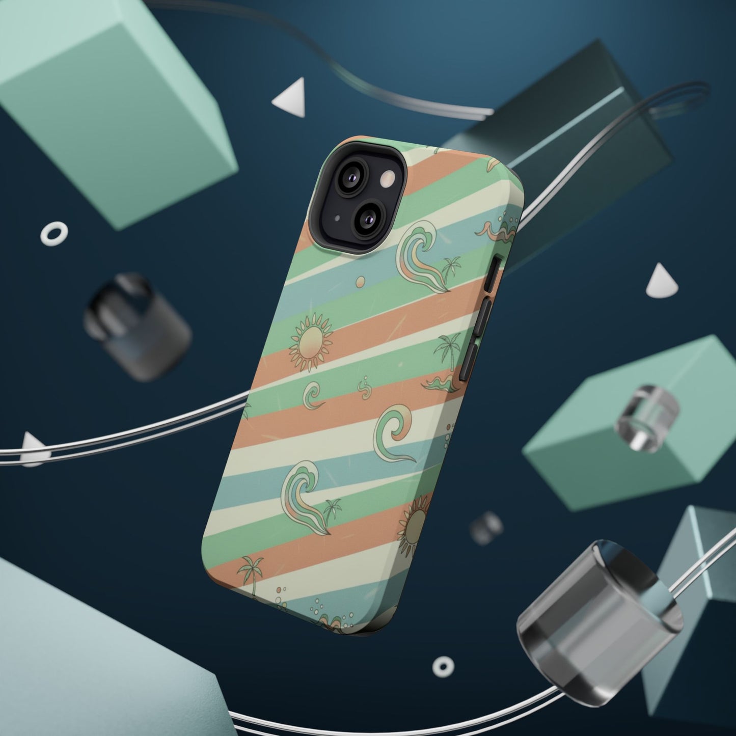 Magnetic Impact-Resistant Phone Case — Retro Surf Stripes