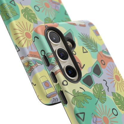 Tropical Summer Phone Case — Retro Sunglasses, Sneakers & Palm Pattern