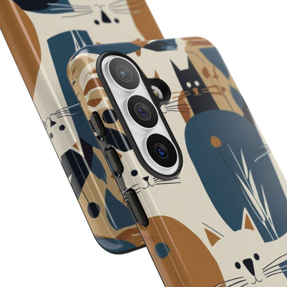 Cat Pattern Phone Case – Retro Abstract Cats Protective iPhone Cover