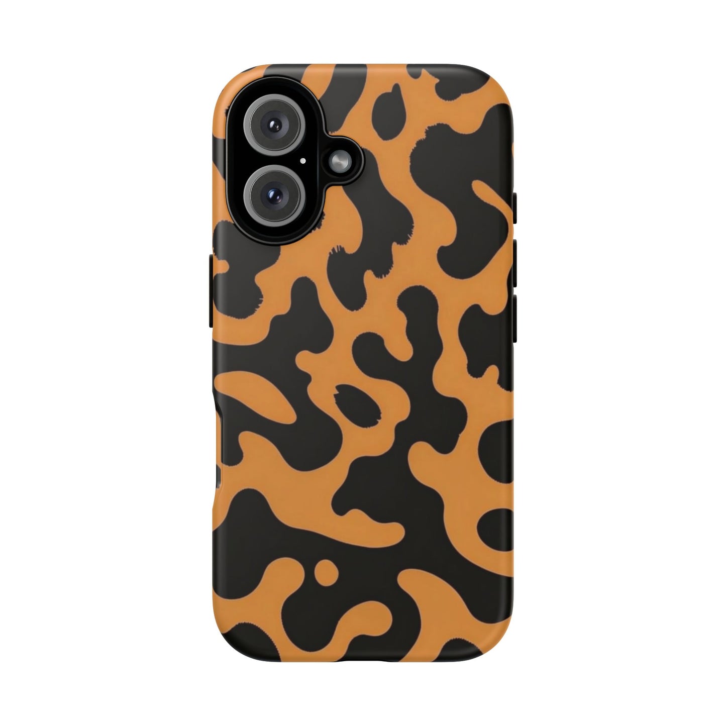 Leopard Print Phone Case — Orange & Black Tough Pattern Protective Cover