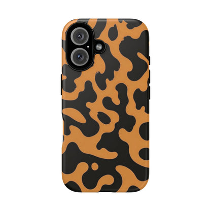 Leopard Print Phone Case — Orange & Black Tough Pattern Protective Cover