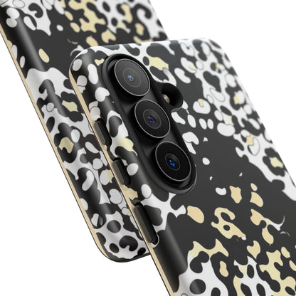 Leopard Splash Tough Phone Case — Black & Cream Animal Print Protective Cover