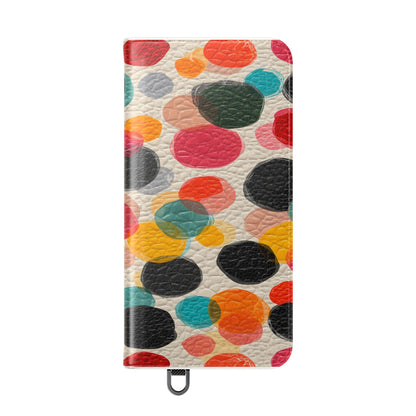 Colorful Confetti Dot Flip Phone Case — Retro Polka Wallet Cover