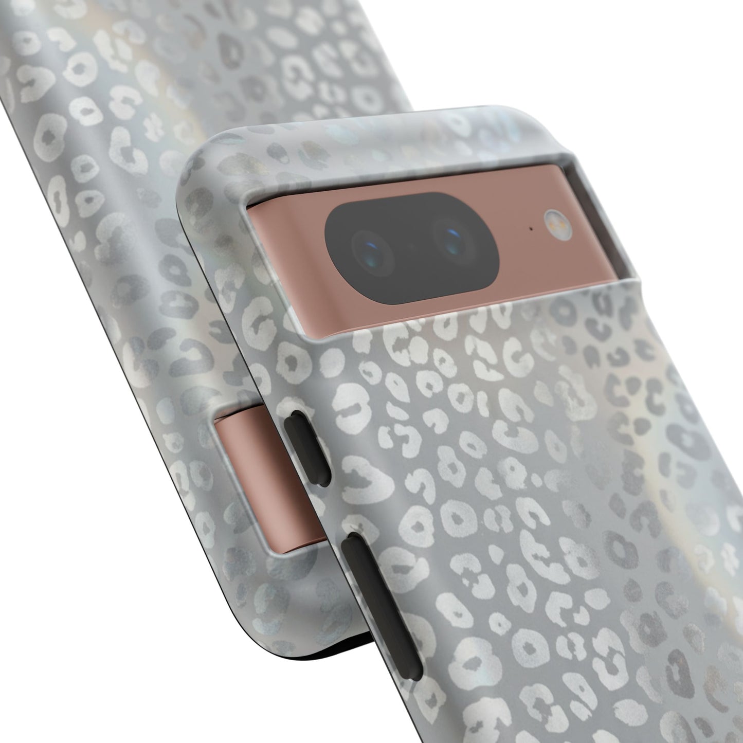 Grey Leopard Print Tough Phone Case — Durable Protective iPhone Cover