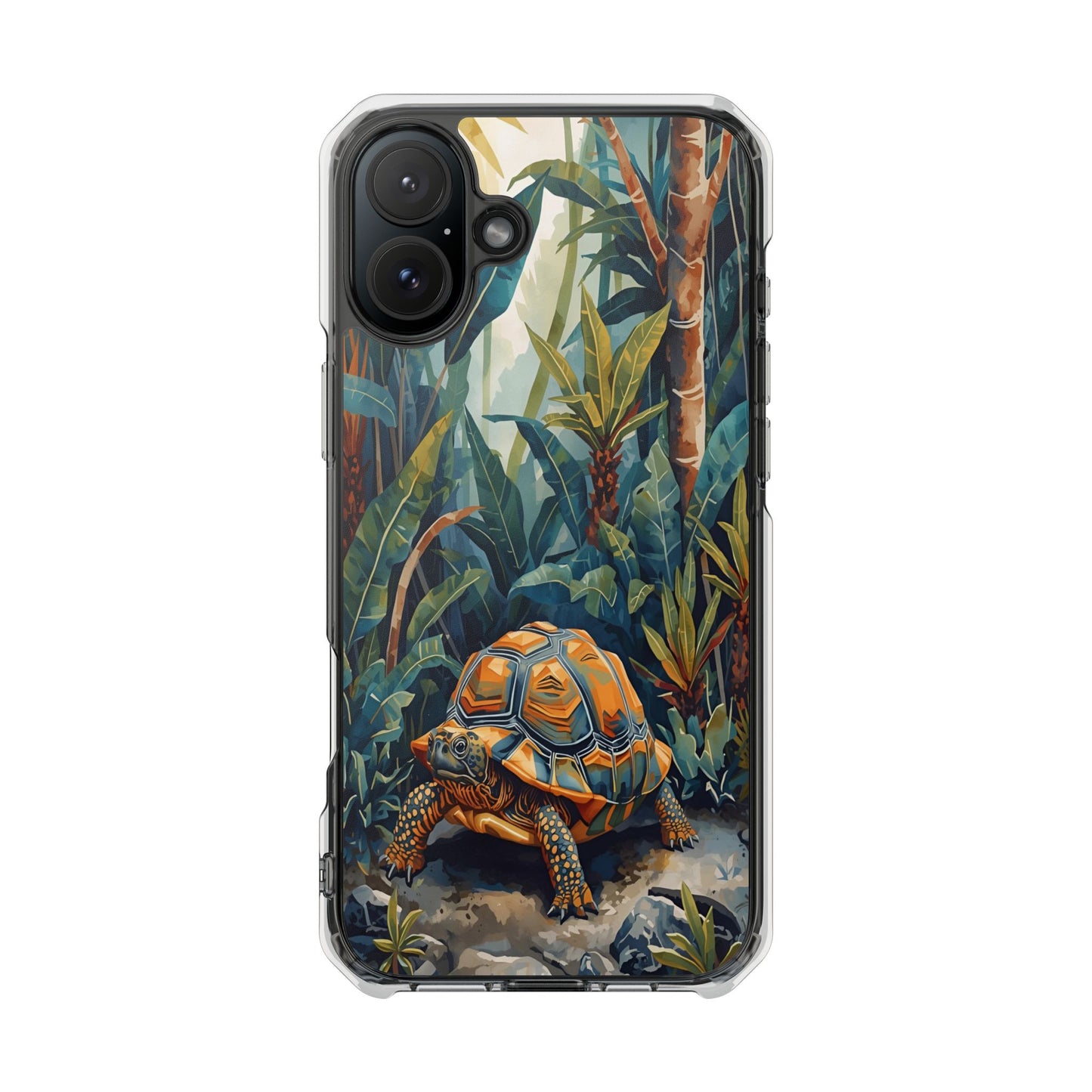 Clear Magnetic Phone Case — Tropical Turtle Art Protective Cover
