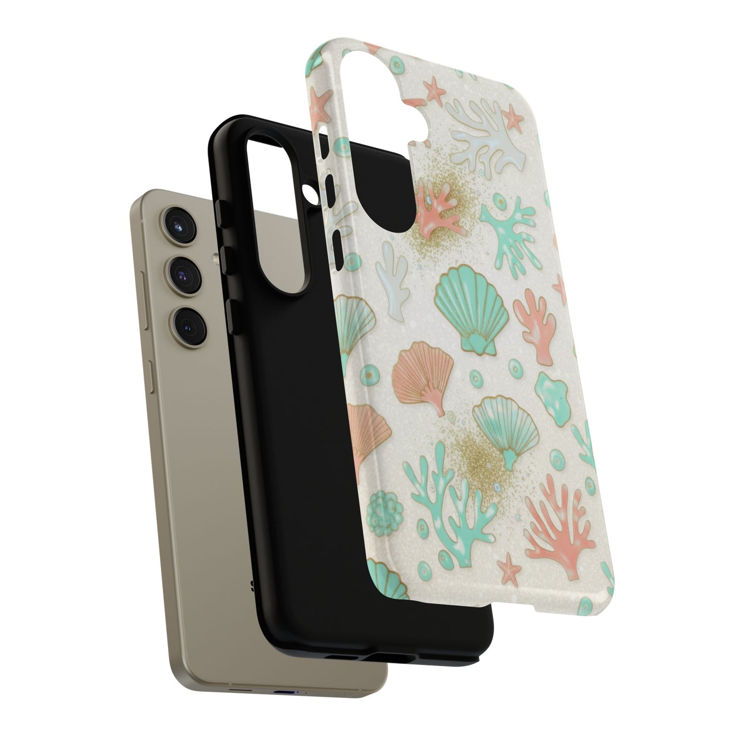 Seashell Coral Phone Case — Pastel Beach Shells Protective Tough Case
