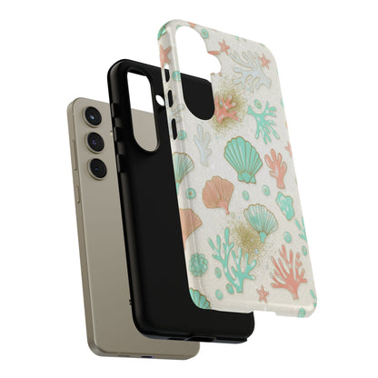 Seashell Coral Phone Case — Pastel Beach Shells Protective Tough Case