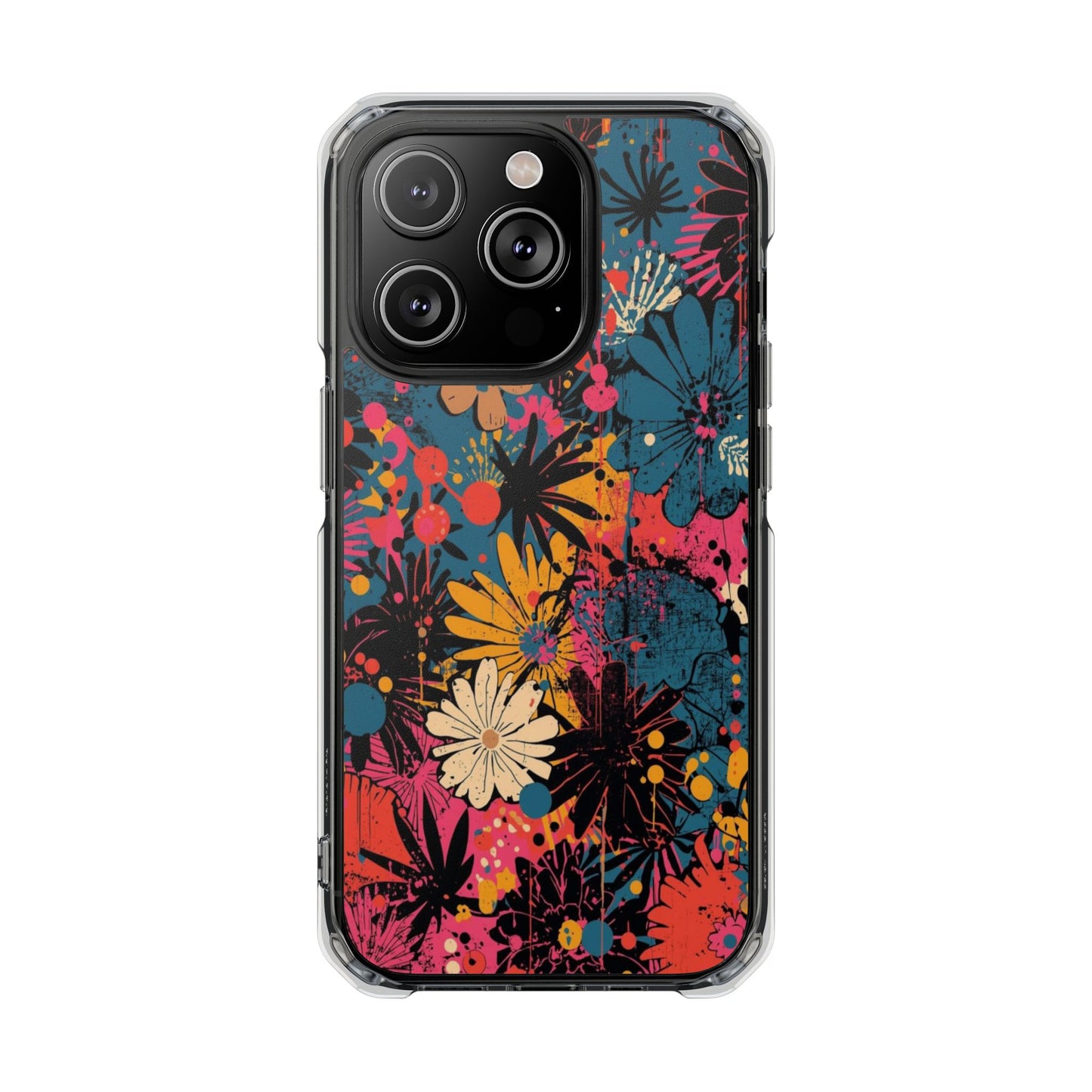 Clear Magnetic Phone Case — Colorful Floral Impact Protection
