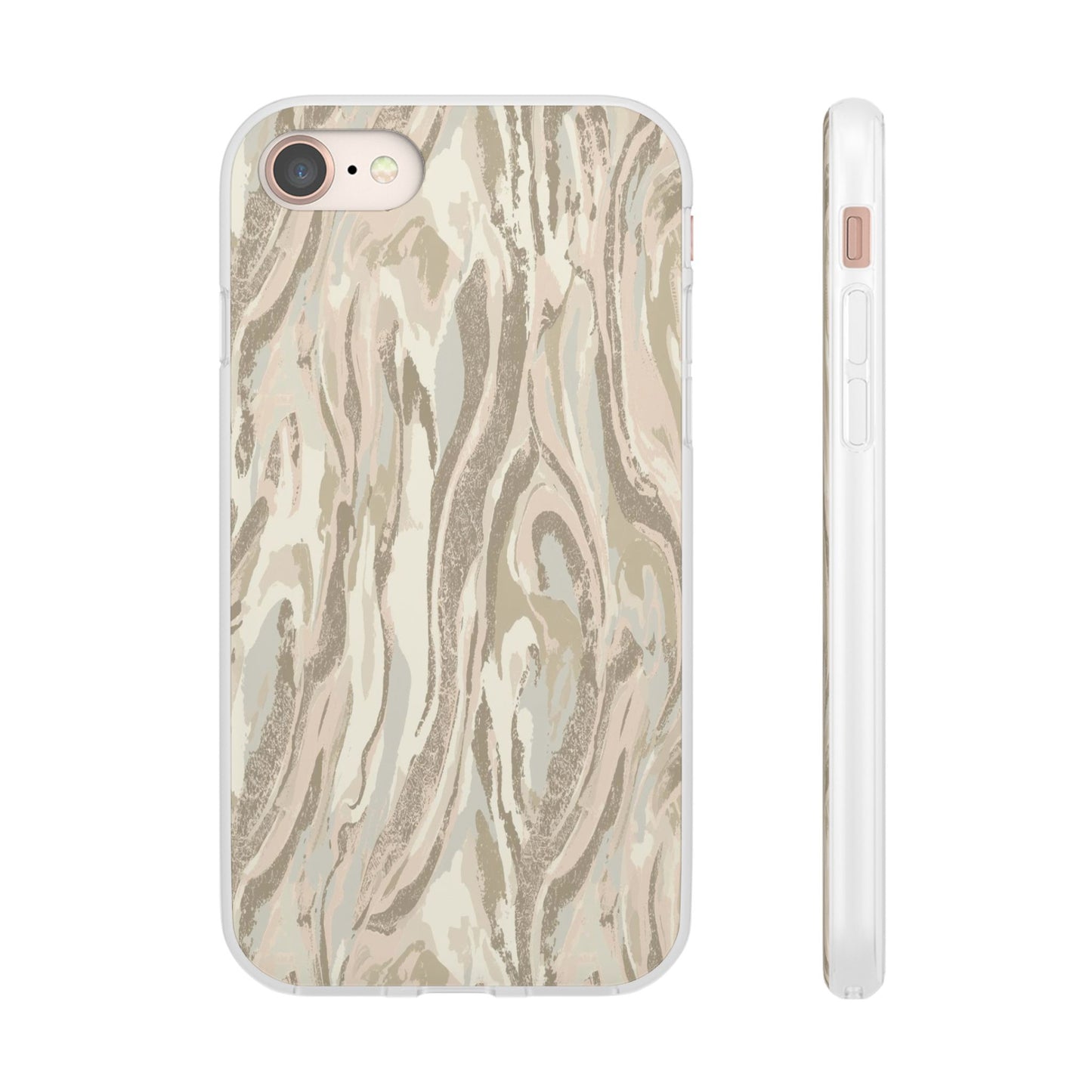 Neutral Marble Swirl Flexi Phone Case — Beige Abstract Protective Cover