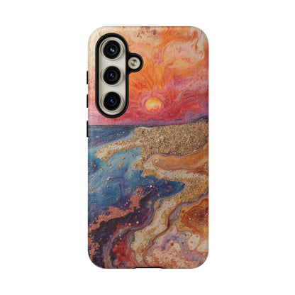 Sunset Coast Phone Case — Colorful Abstract Beach Art Tough Case