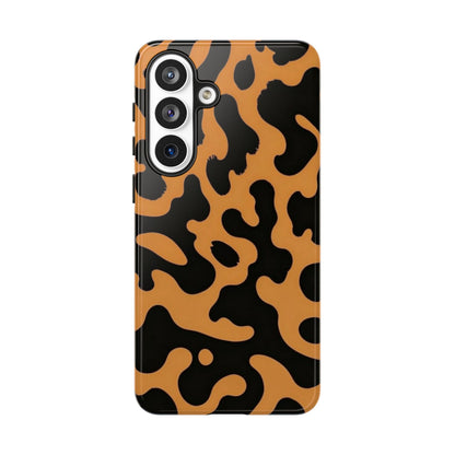 Leopard Print Phone Case — Orange & Black Tough Pattern Protective Cover