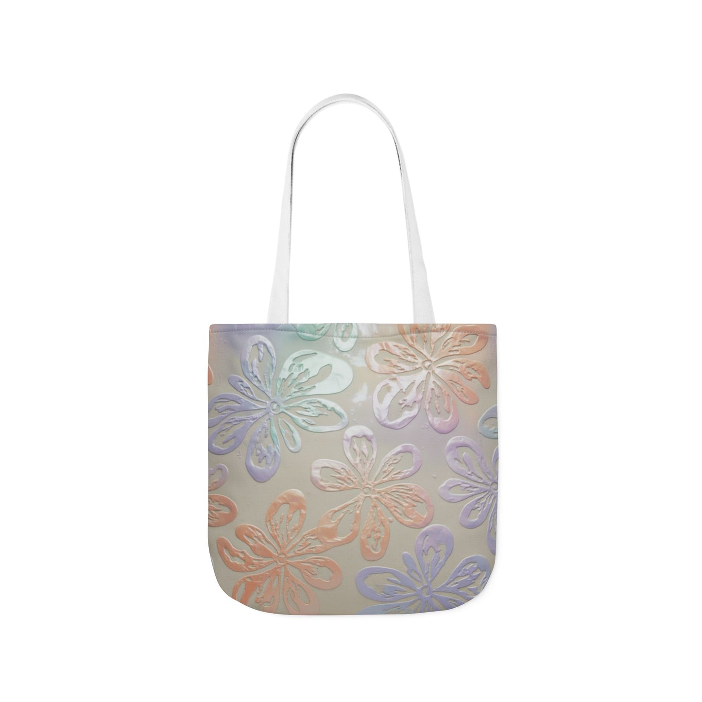 Pastel Floral Canvas Tote Bag — Embossed Hibiscus Beach Tote