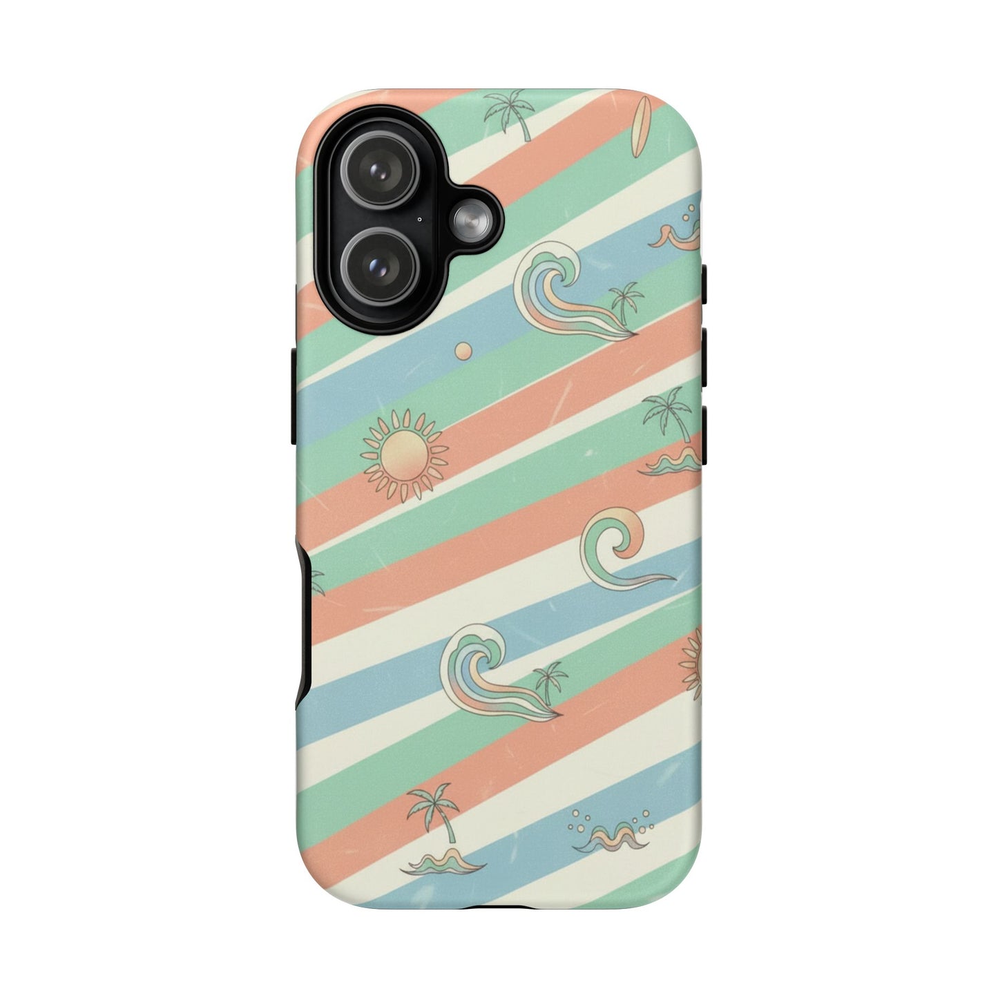 Surf Stripe Tough Phone Case — Retro Beach Waves Pattern
