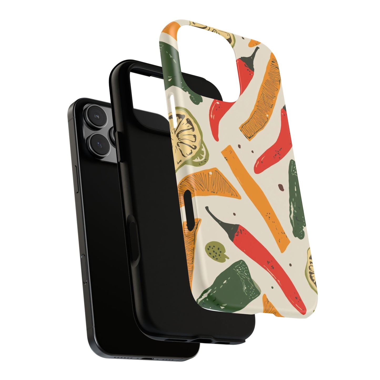 Spicy Peppers Phone Case – Colorful Chili, Lime & Citrus Pattern