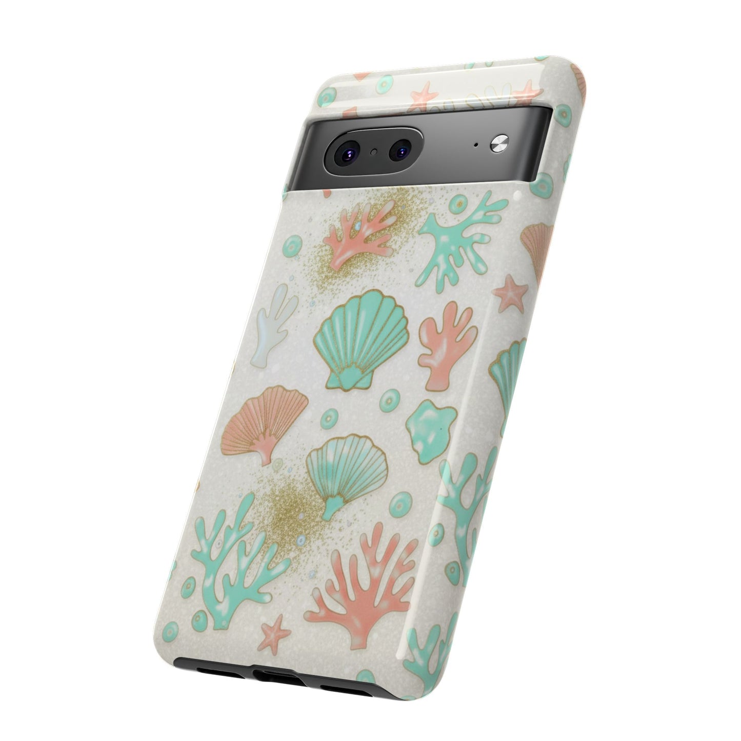 Seashell Coral Phone Case — Pastel Beach Shells Protective Tough Case