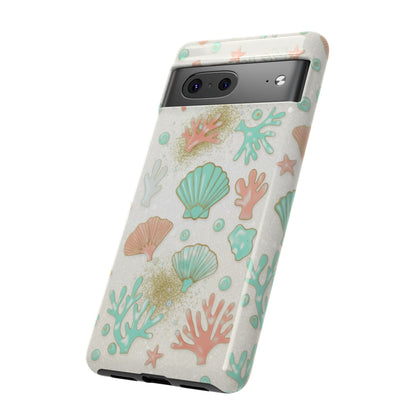 Seashell Coral Phone Case — Pastel Beach Shells Protective Tough Case