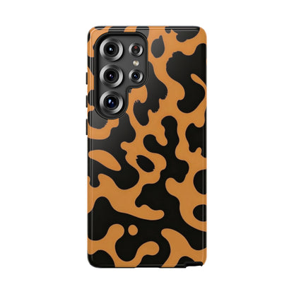 Leopard Print Phone Case — Orange & Black Tough Pattern Protective Cover