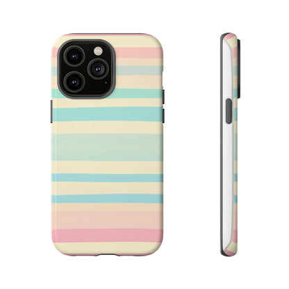 Pastel Striped Tough Phone Case – Protective Retro Rainbow Design